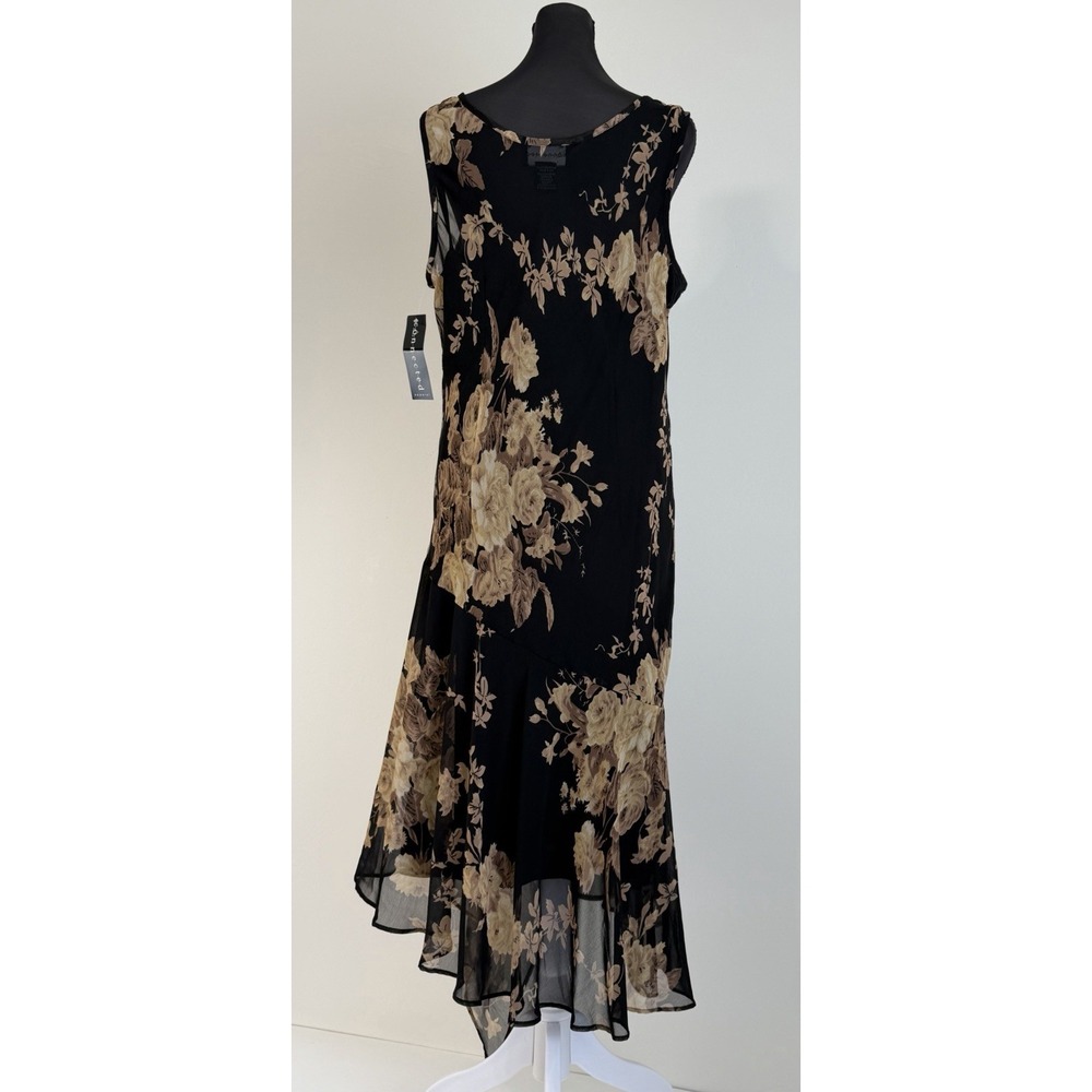 Connected Apparel Black Floral Beaded Chiffon Handkerchief Midi Dress XL Y2K - Picture 15 of 15
